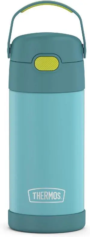 THERMOS FUNTAINER Water Bottle with Straw - 12 Ounce - Kids Stainless Steel Vacuum Insulated Water Bottle with Lid, Blue/Green