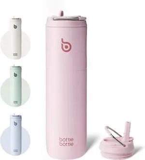 BOTTLE BOTTLE Insulated Water Bottle 24oz with Straw Lid and Handle for Sports Travel Gym Stainless Steel Water Bottles Double-Wall Vacuum Metal Thermos Leak Proof BPA-Free