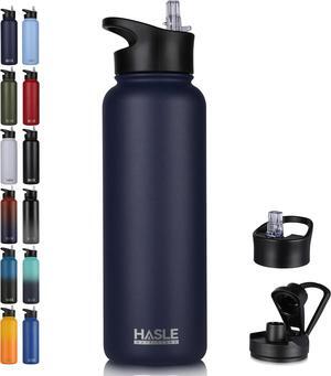 HASLE OUTFITTERS 40oz Stainless Steel Water Bottle, Vacuum Insulated Double Walled Leak Proof Sports Water Bottle with 2 Lids (Straw and Spout Lid) Thermo Mug Keep Cold and Hot(Navy,1