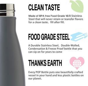 MEWAY 17oz Sport Water Bottle 4 Pack Vacuum Insulated Stainless Steel Sport Water Bottle Leak-Proof Double Wall Cola Shape Water Bottle,Keep Drinks Hot & Cold (Cold Gray,4 Pack)
