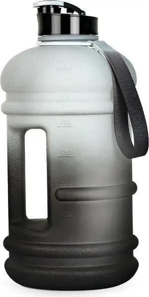 TOOFEEL 2 Liter Water Bottles - Half Gallon Water Bottle BPA Free - Ideal for Gym, Big Water Jug, Reusable Sports Bottle with Measurements Marked Drink Container - 2.2L 74oz White Black Water Jugs