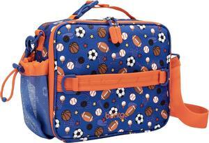 Bentgo Kids Lunch Bag - Durable, Double-Insulated Lunch Bag for Kids 3+; Holds Lunch Box, Water Bottle, & Snacks; Easy-Clean Water-Resistant Fabric & Multiple Zippered Pockets (Sports)