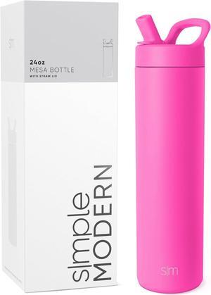 Simple Modern Water Bottle with Straw lid | Insulated Stainless Steel Thermos | Reusable Travel Water Bottles for Gym & Sports | Leak Proof & BPA Free | Mesa Collection | 24oz, Raspberry Vibes