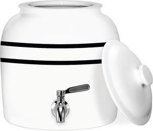 Geo Sports Bottles Geo Sports Porcelain Ceramic Crock Water Dispenser, Stainless Steel Faucet, Valve and Lid Included. Fits 3 to 5 Gallon Jugs. BPA Free (Black Stripe)