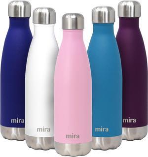 MIRA 17 Oz Stainless Steel Vacuum Insulated Water Bottle - Double Walled Cola Shape Thermos - 24 Hours Cold, 12 Hours Hot - Reusable Metal Water Bottle - Leak-Proof Sports Flask - Rose Pink