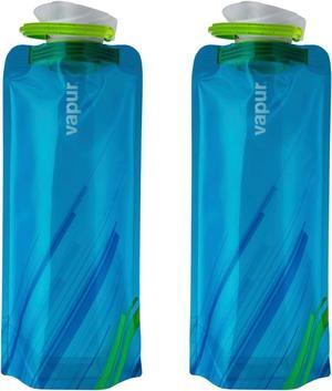 Vapur Flexible Collapsible Wide Mouth Anti-Bottle with Detachable Carabiner, 34 Ounce, Water, Pack of 2