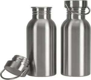 Yopay 2 Pack Sports Water Bottle, 12OZ Single Walled 18/8 Stainless Steel Water Bottle for Cyclists, Runners, Hikers, Beach Goers, Picnics, Camping, Leak Resistant, Uninsulate