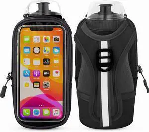 Handheld Running Water Bottle (17oz) | Water Bottle Phone Holder | Secure Seal & Non-Slip Rubber Grip | Phone Holder for Running | Handheld Water Bottle Running | Running Water Bottle Hand
