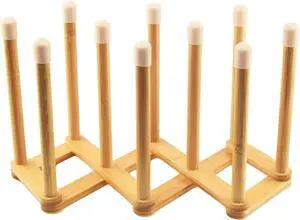 Bamboo Retractable Bottle Drying Rack Cup Dish Drying Rack,Sports Water Bottle and Mug Drainer Stand, Plastic Bag Dryer Rack and Multifunctional Drying Rack for Kitchen Countertop