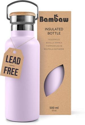 Bambaw Insulated Water Bottle 16 oz, Lavender Water Bottle Stainless Steel, Metal Water Bottle for Travel, Hot Water Bottle, Stainless Steel Water Bottle  Lavender Haze