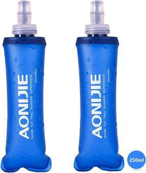 AONIJIE 2 Pack Soft Water Bottle, TPU Collapsible Flask Foldable Bottles for Hydration Pack, BPA-Free, for Running Hiking Cycling Climbing (2 Pcs - 250ml)