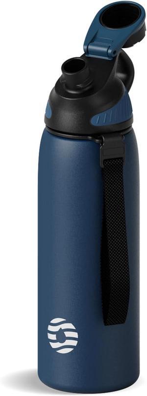 Stainless Steel Insulated Sports Water Bottle 24oz, BPA-Free, Double-Wall Vacuum, Magnetic Cap, No Straw, Cup Brush Included - Ideal Thermos for School, Fitness, and Outdoor Activities