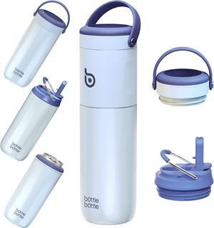 BOTTLE BOTTLE Insulated Water Bottle for Sports with Straw,2 lids,18 oz 3IN1 Water Bottles for Slim Can Coolers and Kids Tumbler, Stainless Steel Metal Bottles for Outdoor Activities(Blue)