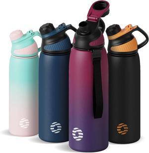 Stainless Steel Insulated Sports Water Bottle 32oz, BPA-Free, Double-Wall Vacuum, Magnetic Cap, No Straw, Cup Brush Included - Ideal Thermos for School, Fitness, and Outdoor Activities.