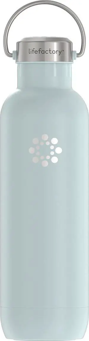LIfeFactory Stainless Steel Vacuum-Insulated Sport Bottle, 24 Ounce, Mint