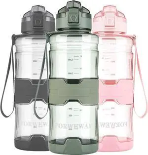 Sports BPA-Free Large Tritan Leakproof Plastic Water Bottle with Filter - 1.5 Liter Reusable Big Drink Bottle for Adults, Portable for Fitness, Outdoor, Camping, Hiking