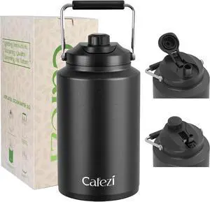 1 Gallon Water Jug, 2-in-1 Lid Flip Straw & Spout, Vacuum Insulated Stainless Steel Sports Water Bottle for Cold & Hot Drinks, Leak Proof, Suitable for Sports, Travel, Outdoor Work, Camping