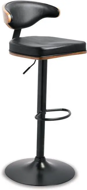 Signature Design by Ashley Bellatier Mid-Century Modern 43.25" Adjustable Height Bar Stool, Brown & Black