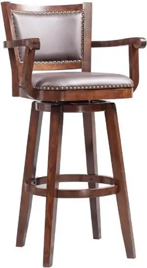 Boraam Broadmoor Extra Tall Swivel Bar Stool with Arms, Brown/Cappuccino