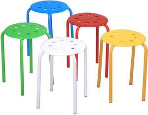 Topeakmart 10pcs Round Plastic Stack Stools Bar Stools Set 17.3in Height Blue/Green/Red/White/Yellow
