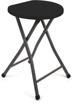 Mintra Metal Folding Stools, Heavy-Duty Backless Portable Chairs for Adults, 330Lbs Capacity for Kitchen, Rec Room, Camping, 18.5" Height Portable Bar Stool for Indoor Outdoor Use, Non-Slip, Black