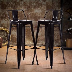 Beymill Industrial Counter Bar Stools Set of 2, Black Metal Chairs with Back Stackable Tolix-Style Modern Barstools, 30 Inch Seat Height