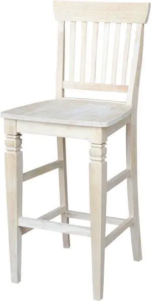 International Concepts Unfinished Seattle Bar Height Stool, 30-Inch, Brown