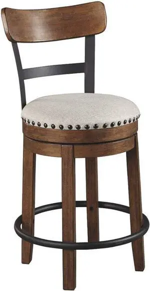 Signature Design by Ashley Valebeck Rustic Farmhouse 24.5â Counter Height Swivel Bar Stool, Brown