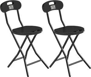 5Rcom Folding Stool, 2 Pack 18 inch Folding Bar Stool with Backrest and Handle, Foldable Stools for Adults Up to 350lbs, Collapsible Round Folding Counter Height Stool Chair for Camping Kitchen