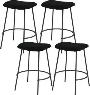 chairus Saddle Counter Height Bar Stools Comfy Sherpa 25.5 Inches Backless Kitchen Stool Chairs Set of 4 Modern Counter Stools with Sturdy Metal Legs for Home Bar/Kitchen Island/Patio/Bistro, Black