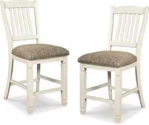 Signature Design by Ashley Bolanburg 24" Counter Height Farmhouse Barstool, 2 Count, Antique White