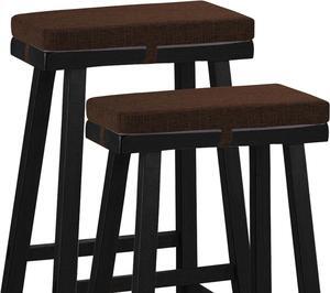 Rectangle Saddle Stool Cushion Non-Slip Bar Stool Cushions with High-Resilience Foam Machine Washable Cover Set of 2 18"x9.5"x2" Coffee