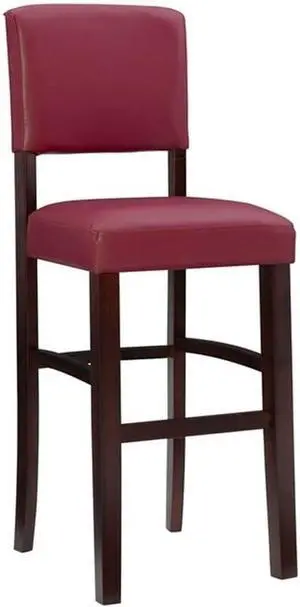 Linon Monaco 30", Dark Red Bar Stool, 17.75"W x 19.5"D x 44.8"H,