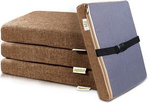 4PCS Linen Soft Foam Seat Cushion | 14x10x2 Inches Bar Stool Cushions Square | Thickened Recliner Cushion | Chair Cushion with Removable Cover (Dark Brown)