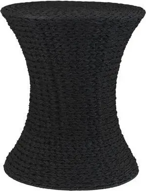 Household Essentials Handwoven Paper Rope Stool with Hourglass Shape, Black