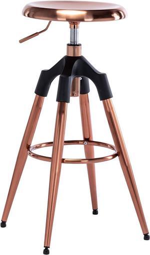 Adjustable Backless Swivel Bar Stools,Counter Height Round Metal Bar Chair, Kitchen Dining Chairs,Rose Gold