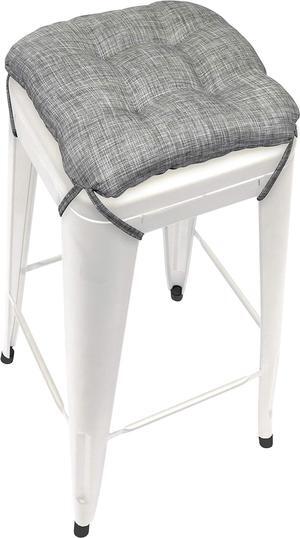 Barnett Home Decor Hayden Grey Square Bar Stool Cushion with Ties - for 12" Metal Industrial Barstools - 12" Tolix-Style Counter-Height Chairs - Latex Foam Fill, Machine Washable
