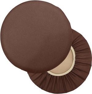 Sigmat 2 Pack Waterproof PU Bar Stool Cover Anti-Slip Round Seat Cover 13.5 Inch Coffee