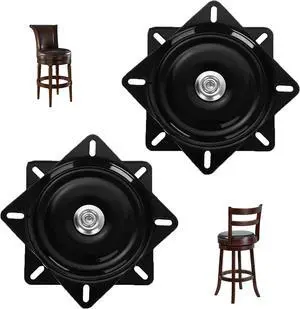 2 Pack 7 Inch Heavy Duty Bar Stool Swivel Replacement for Recliner Chair, Square Swivel Mechanism for Furniture, Seat Swivel Base Bar Stool Swivel Mount Plate, Ball Bearing Swivel Boat Seat, Black