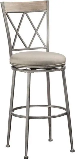 Hillsdale Stewart Indoor/Outdoor Swivel Counter Height Stool, Aged Pewter, 6319-826