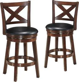 COSTWAY Bar Stools Set of 2, Counter Height Dining Chair, Fabric Upholstered 360 Degree Swivel, PVC Cushioned Seat, Perfect for Dining and Living Room
