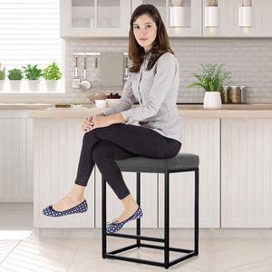 Maison Counter Height 24 Inch Bar Stool for Kitchen Counter Backless Industrial Stool Modern Upholstered Barstool Countertop Chair Saddle Seat Island Stool,330 LBS Bear Capacity,1 Stool(24 Inch, Grey)