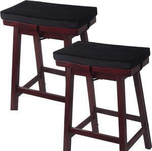 Augld Rectangular Counter StoolCushion, Washable Non-Slip Saddle Seat Bar Stool Seat Cushion with Ties 9.5x18 Black 1