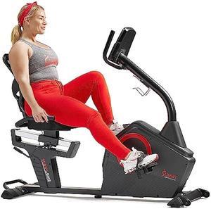 Sunny Health & Fitness Programmable 16 Levels Electro-Magnetic Resistance Recumbent Exercise Bike with 24 Pre-Build Workouts and 300 lbs Weight Capacity, Optional Free SunnyFit App Bluetooth Connect