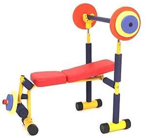 Redmon Fun & Fitness for Kids Adjustable Weight Bench Press Set w/ Barbell & Foam Weights