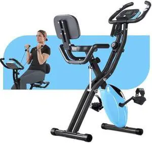 Merax Workout Bike For Home - 4 In 1 Recumbent Exercise Bike and Upright Indoor Cycling Bike Positions, 16 Levels Magnetic Resistance Exercise Bike, Foldable Stationary Bike Machine, Fitness Bike