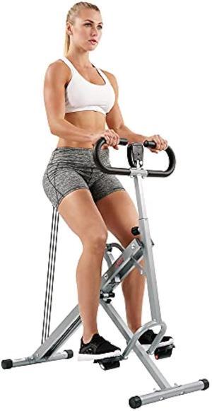 Sunny Health & Fitness Row-N-Ride Squat Assist Trainer, Foldable & Easy Setup Exercise Equipment w/Adjustable Resistance, Home Gym Training Machine for Arm, Glute & Leg Workout, Optional in Colors