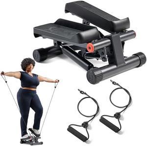 Sunny Health & Fitness Mini Stepper for Exercise at Home, Stair Step Workout Machine with Resistance Band, Fullbody Cardio Equipment, Over 300lb Weight Capacity, Optional Free SunnyFit App Connection
