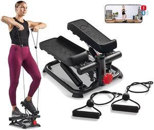 Sunny Health & Fitness Mini Steppers for Exercise at Home, Stair Step Workout Machine, Full Body Cardio Equipment, with Optional Free SunnyFit App Connection and Resistance Band