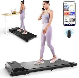 DeerRun Walking Pad 2 in 1 Under Desk Treadmill, 2.2HP Low Noise Walking Pad Running Jogging Machine with Remote Control for Home Office, Lightweight Portable Desk Treadmill Installation Free